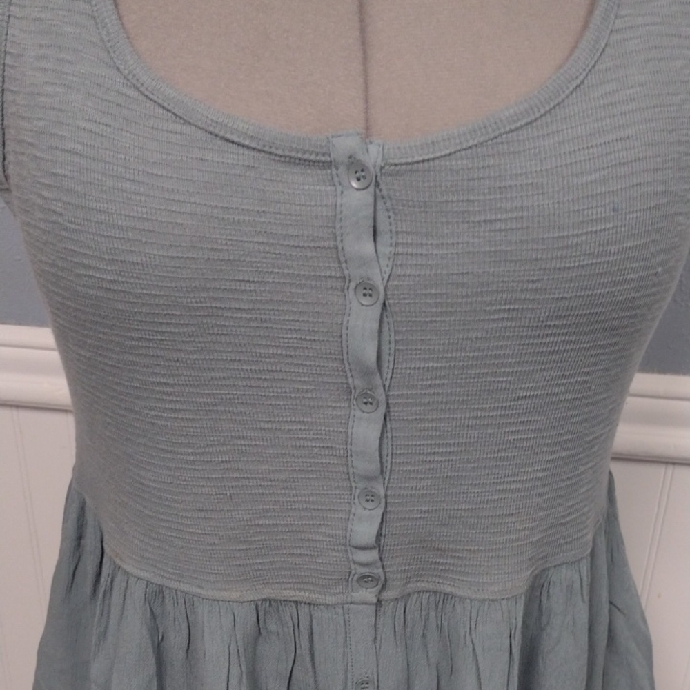 Frye Green Midi Sundress with Scoop Neck, Vacation,Beach, Casual. - Picture 3 of 13